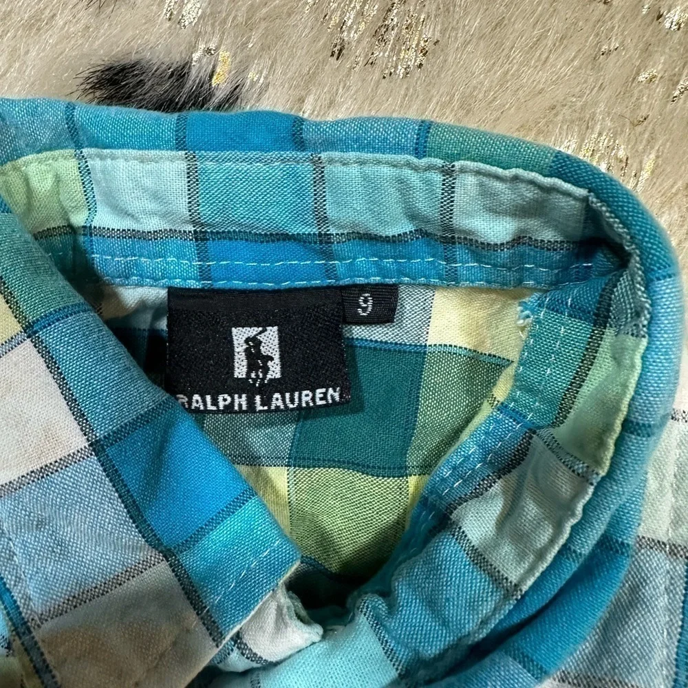 Ralph Lauren Boys Blue Plaid Long Sleeve Button Down Shirt Size 9